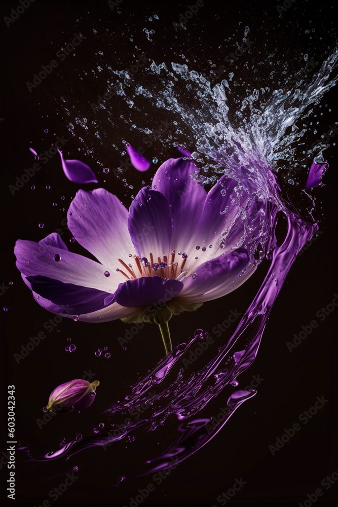 Flowers splash beautiful postcard or place for a subject. Generative AI, Flowers splash beautiful postcard or place for a subject. Generative AI,