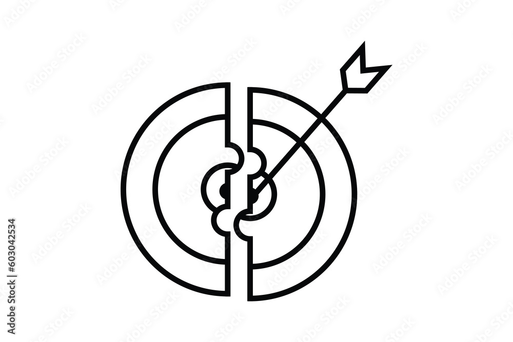 Solution target icon. Puzzle piece, target. icon related to creative idea, solution. Line icon style. Simple vector design editable Solution target icon. Puzzle piece, target. icon related to creative idea, solution. Line icon style. Simple vector design editable