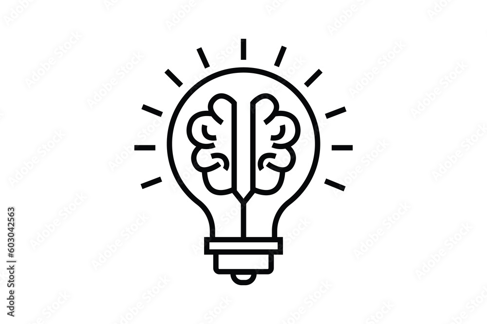 Creative idea icon. Brain in light bulb. icon related to creative idea, innovation, solution, education. Line icon style. Simple vector design editable Creative idea icon. Brain in light bulb. icon related to creative idea, innovation, solution, education. Line icon style. Simple vector design editable