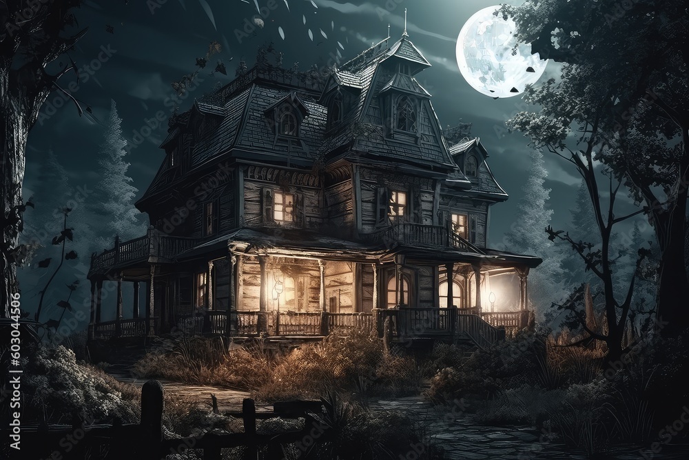 Scary old castle in a dark forest Scary old castle in a dark forest