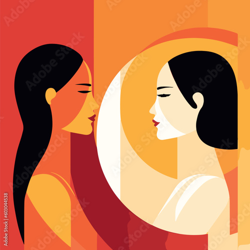 two beautiful abstract women, vector illustration