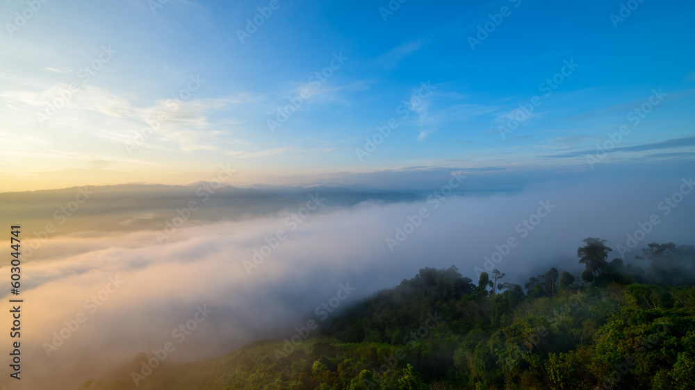 beautiful sea of mist and sunrise, view from Aiyoeweng View Point, Yala Province, beautiful sea of mist and sunrise, view from Aiyoeweng View Point, Yala Province,