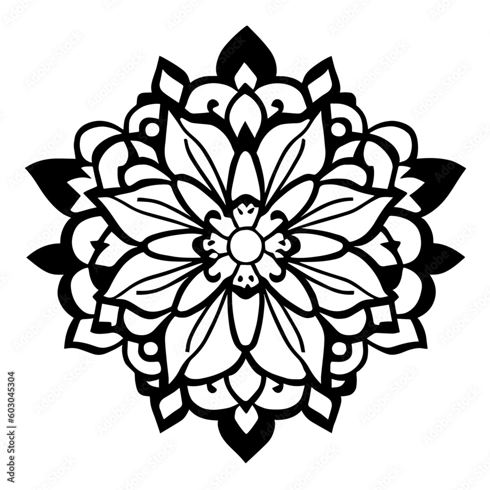Fototapeta premium Flower clipart vector design black and white