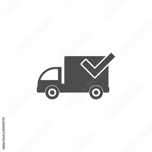 Delivery truck with check mark icon isolated on transparent background