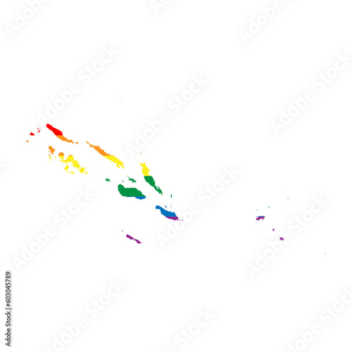 Solomon Islands country silhouette. Country map silhouette in rainbow colors of LGBT flag.