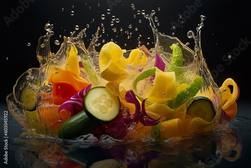 Fresh vegetables splash isolated-generative ai