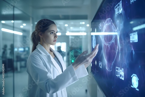 medical composition with person in futuristic clinic, ai tools generated image