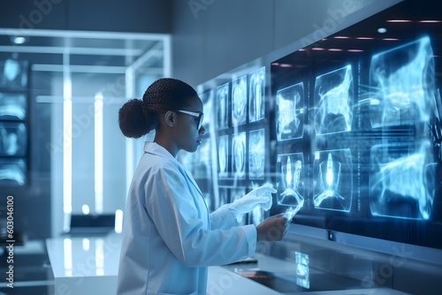 Wallpaper Mural medical composition with person in futuristic clinic, ai tools generated image Torontodigital.ca