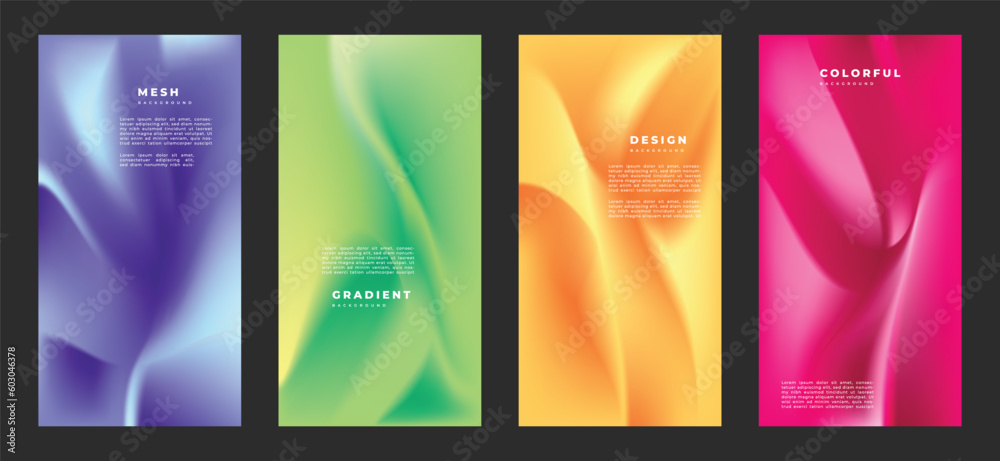 Abstract colorful fluid gradient mesh background template copy space sey for poster, banner, leaflet, flyer, pamphlet, booklet, or cover