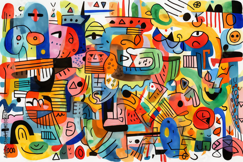 colorful abstract doodles background wallpaper. generative AI