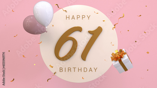 Canvas Print Elegant Greeting celebration 61 years birthday