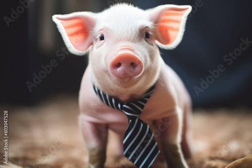 cute pig wearing a tie © imur