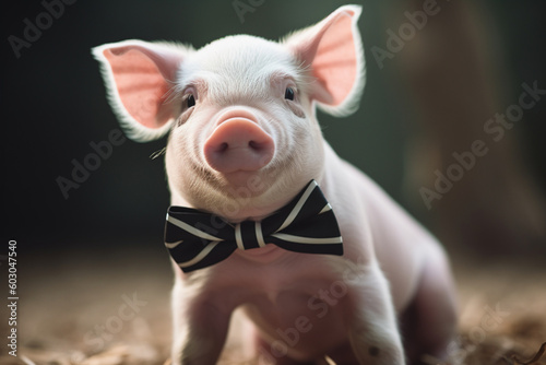 cute pig wearing a tie © imur