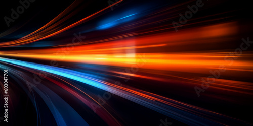 abstract long exposure dynamic speed light trails background. Generative ai