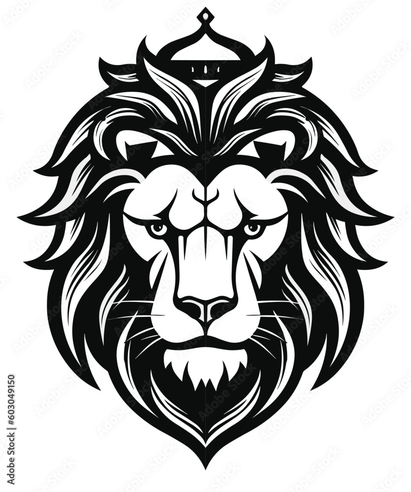 Fototapeta premium A lion head with a crown on it
