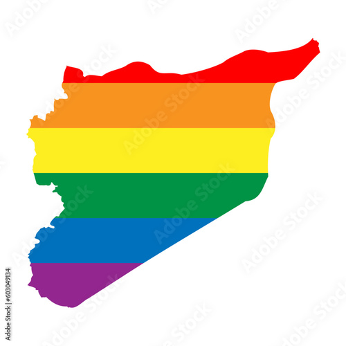 Syria country silhouette. Country map silhouette in rainbow colors of LGBT flag.