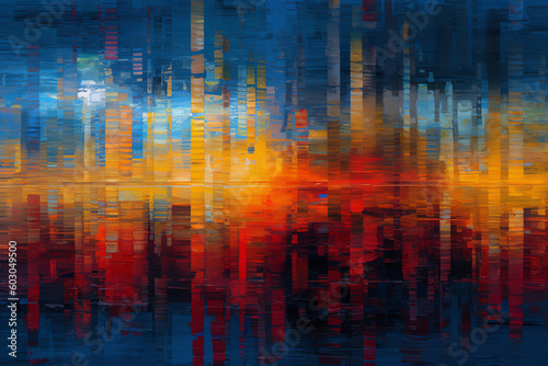 glitch textures of red  black and blue background wallpaper. generative AI