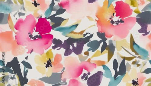 Flower pink and purple pattern, Modern abstract flowers collage pattern. Bright contemporary print. Fashionable template for design.