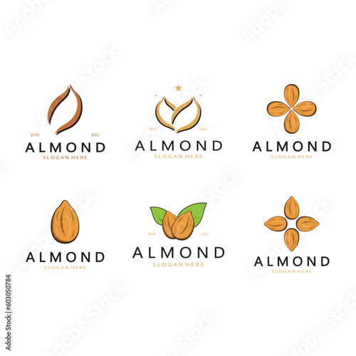 simple almond logo,for business,badge,trademark,almond oil,almond farm,almond shop,vector