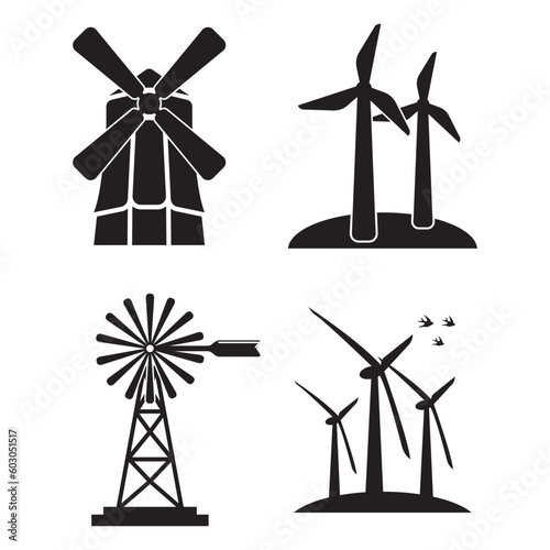 Windmill logo vector illustration flat design.