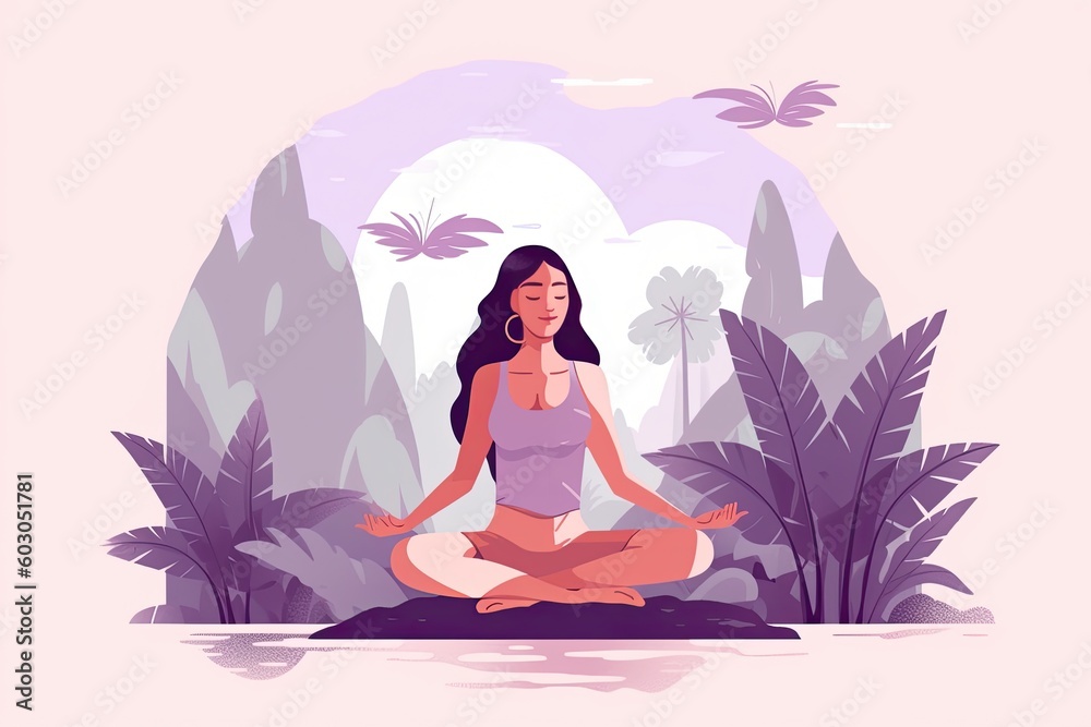 woman meditating in nature, inner peace, AI, AI GENERATIVE, GENERATIVE