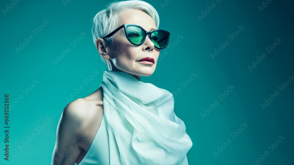 Mature Woman in Fashion Stylish as a Model Illustration Generative AI Background Cover Magazine Mature Woman in Fashion Stylish as a Model Illustration Generative AI Background Cover Magazine