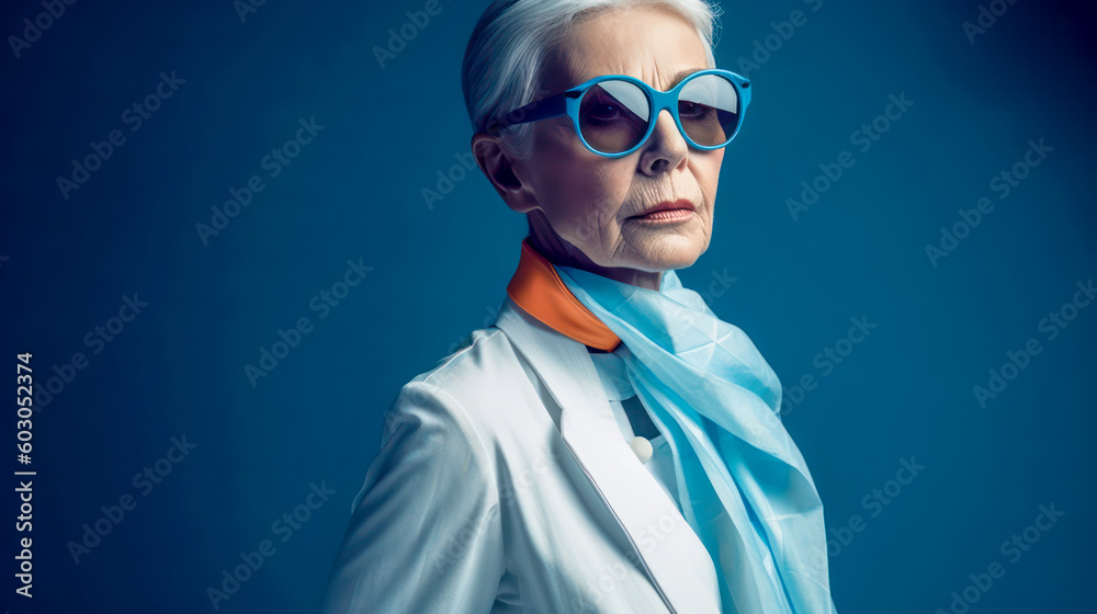 Mature Woman in Fashion Stylish as a Model Illustration Generative AI Background Cover Magazine Mature Woman in Fashion Stylish as a Model Illustration Generative AI Background Cover Magazine