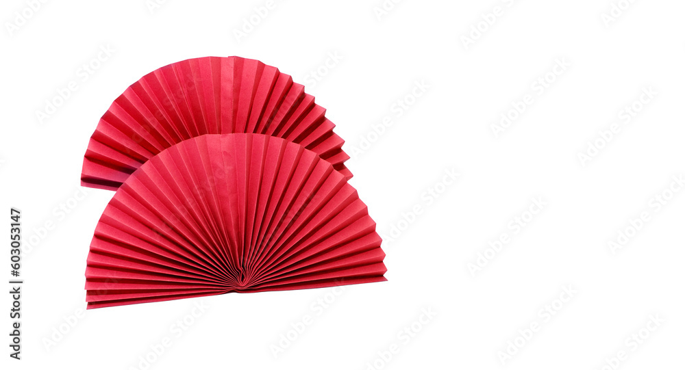 Red circle handmade paper fans on white background. Chinese New Year 2023 background Red circle handmade paper fans on white background. Chinese New Year 2023 background