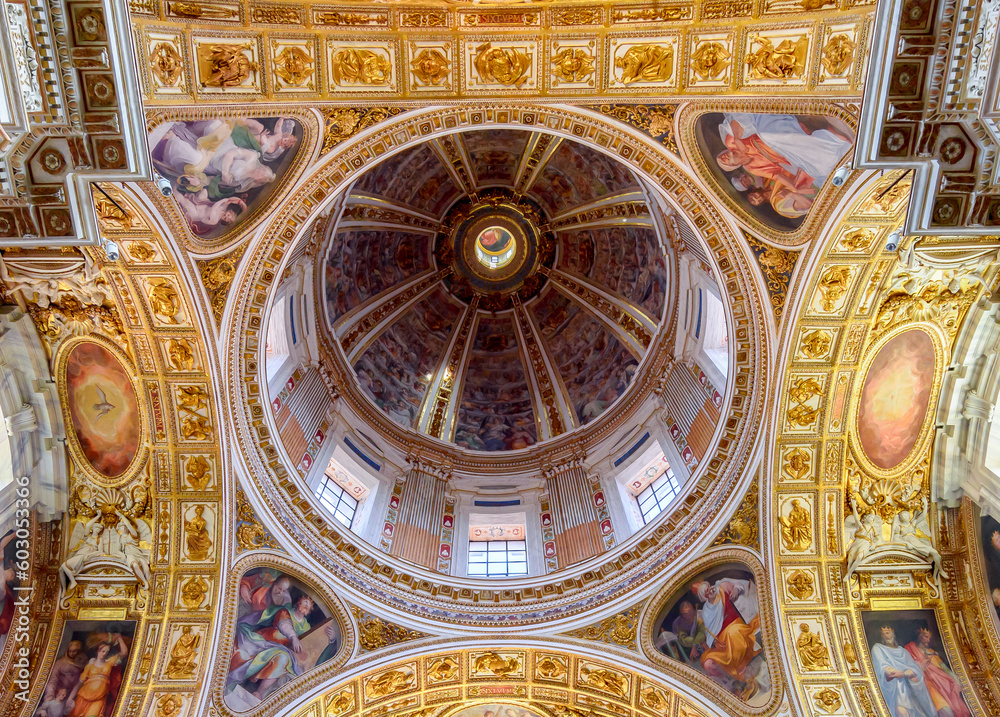 Decorated ceiling of Santa Maria Maggiore basilica, Rome, Italy