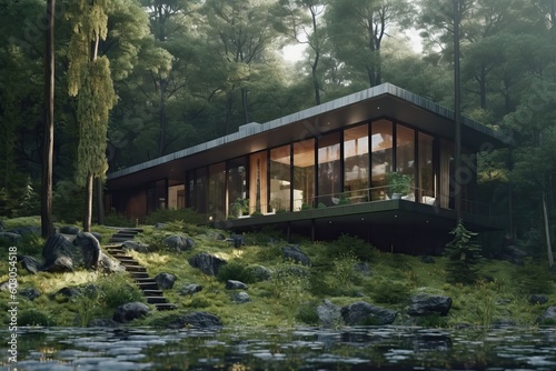 Modern house with pool in a...