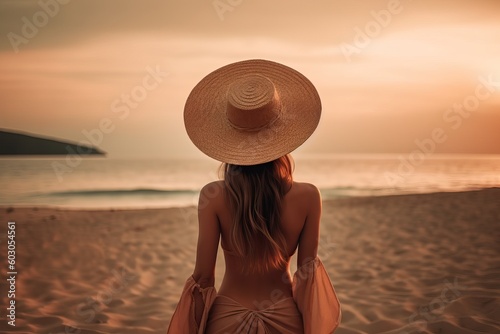 Woman on a deserted beautif...