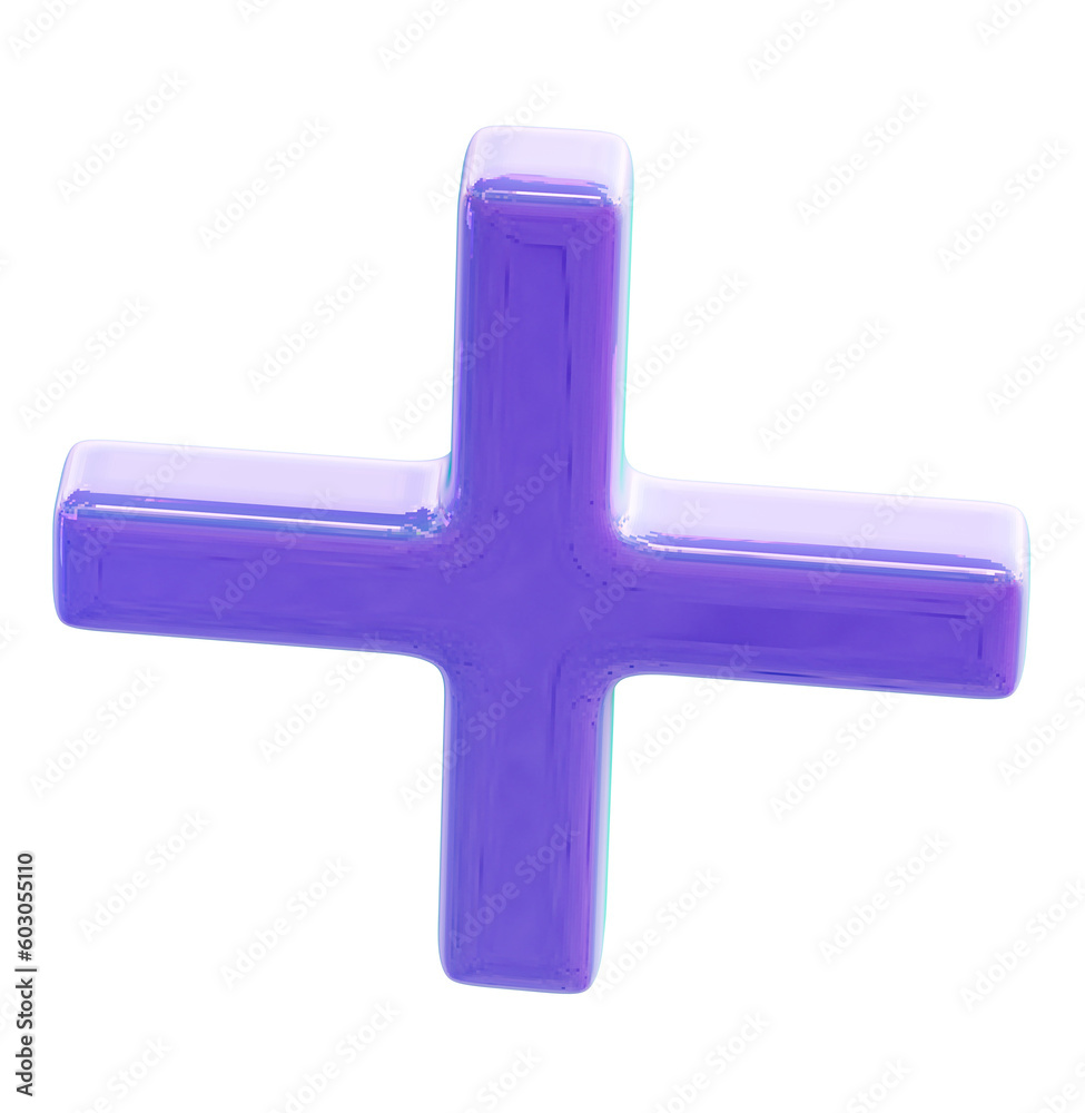 Obraz premium lilac colored plus sign, down side. 3d render.