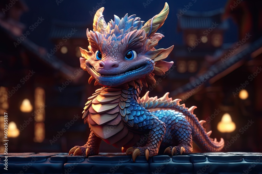 Fototapeta premium chinese dragon character at the temple