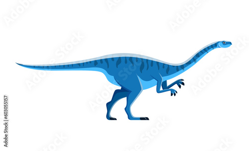 Cartoon dinosaur  Lufengosaurus or Jurassic dino character  vector cute reptile. Kids dinosaur species and Jurassic extinct figure collection of Lufengosaurus for paleontology education
