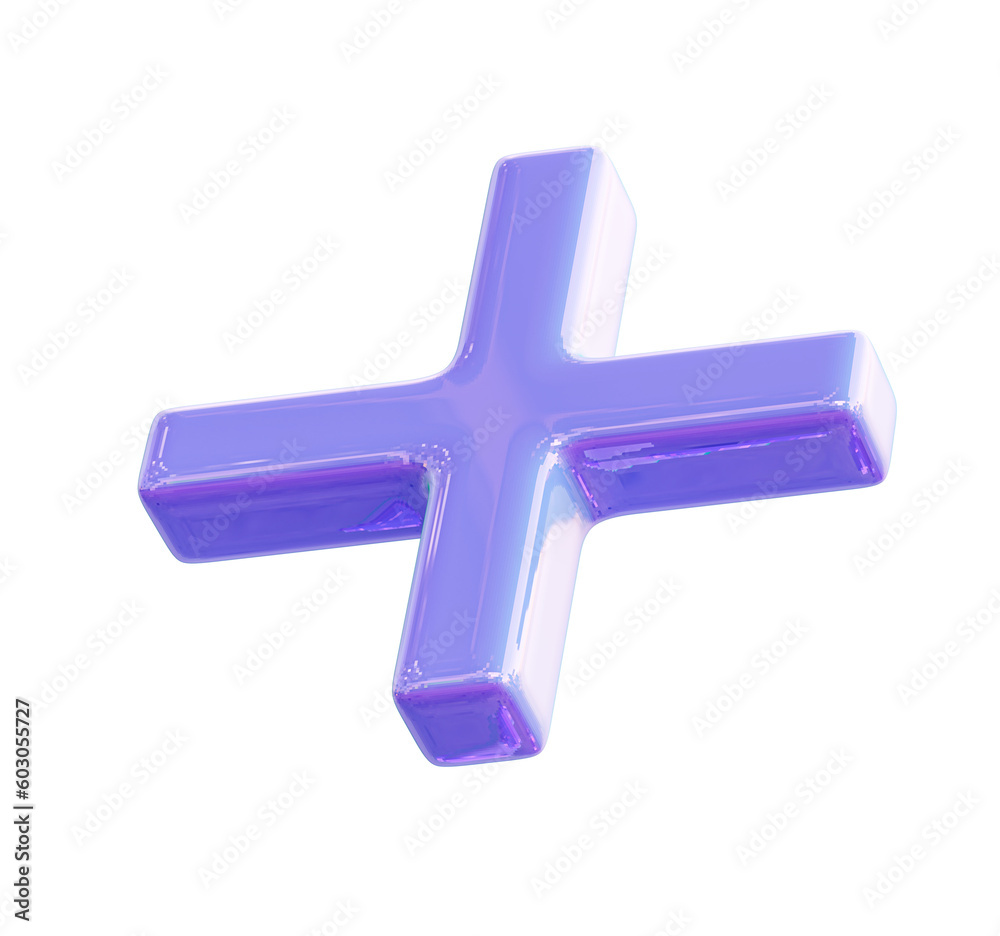 Obraz premium lilac colored plus sign, left side 3d render.