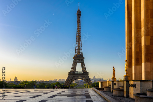 View of Eiffel Tower from Jardins du Trocadero in Paris, France. Eiffel Tower is one of the most iconic landmarks of Paris © Ekaterina Belova