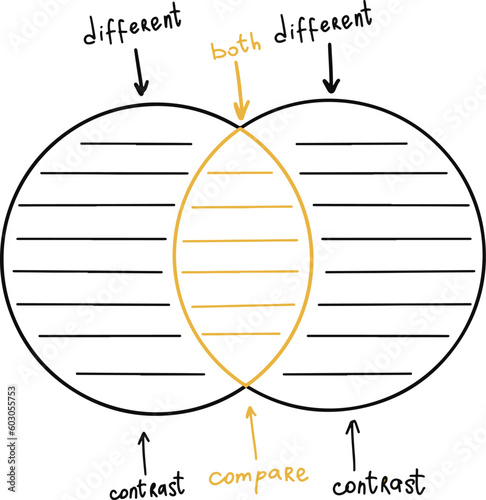 two steps Venn diagram business infographic concept with lines