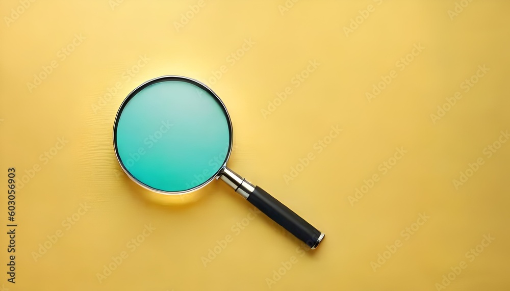 magnifying glass on yellow background with copy space magnifying glass on yellow background with copy space