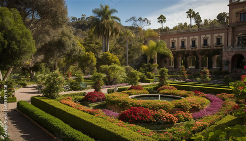 Landscaped beauty in nature at famous travel destination generated by AI