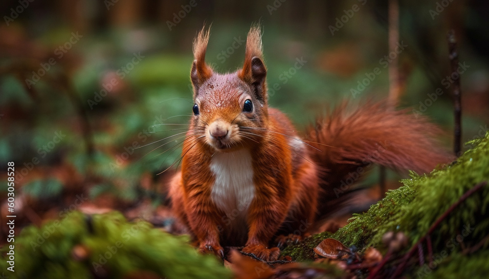 Fluffy gray squirrel sitting on tree branch generated by AI Fluffy gray squirrel sitting on tree branch generated by AI