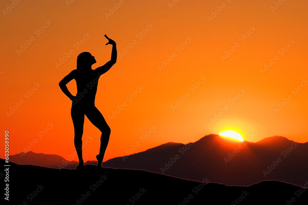 Young woman relaxing with early morning Yoga