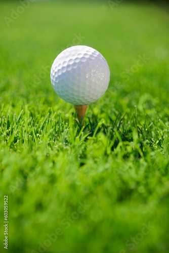 Golf Ball on tee in grass