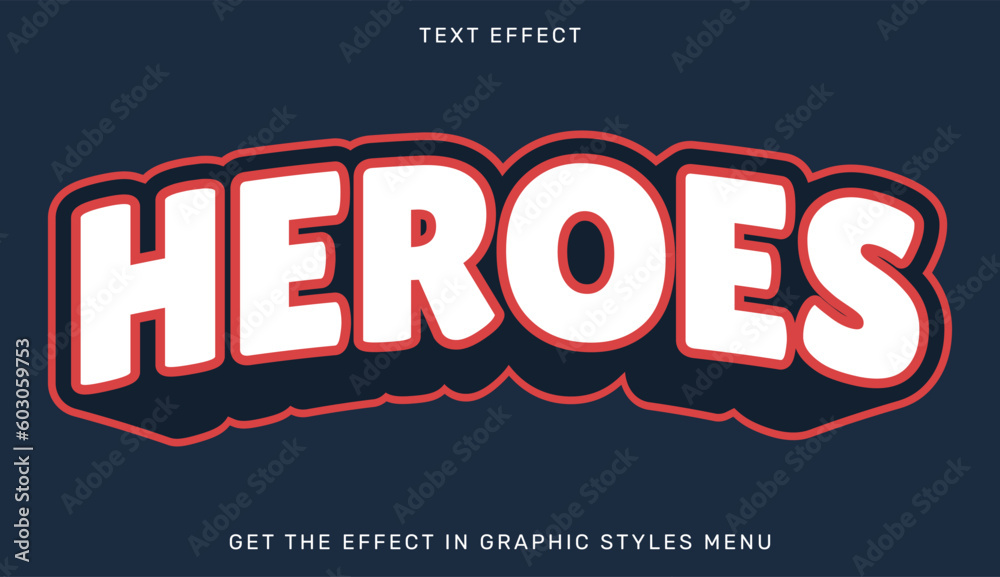Heroes editable text effect in 3d style. Suitable for brand or business logo - obrazy, fototapety, plakaty 