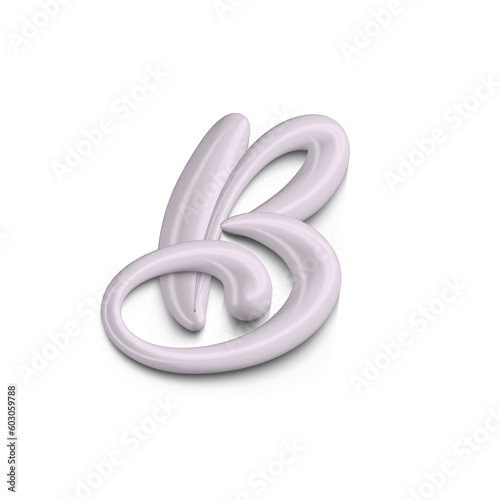 3d handwritten calligraphic letter B isolated transparent png. Type for card, poster, banner, wedding or Birthday