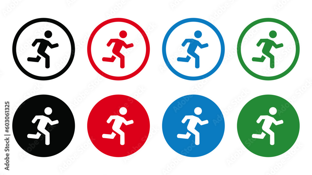 Man running icon vector illustration. Walk and run icon set. People symbol isolated on white background Man running icon vector illustration. Walk and run icon set. People symbol isolated on white background