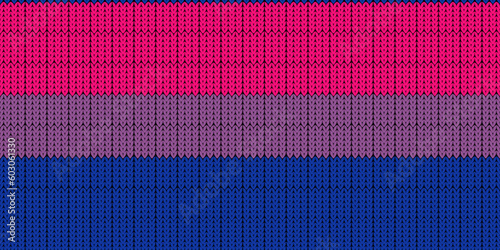 Bisexual Flag. Pride flag illustration. Lgbt community symbol in rainbow colors. Vector backdrop for your design. LGBT FLAG WITH Knitting. Rainbow Flag