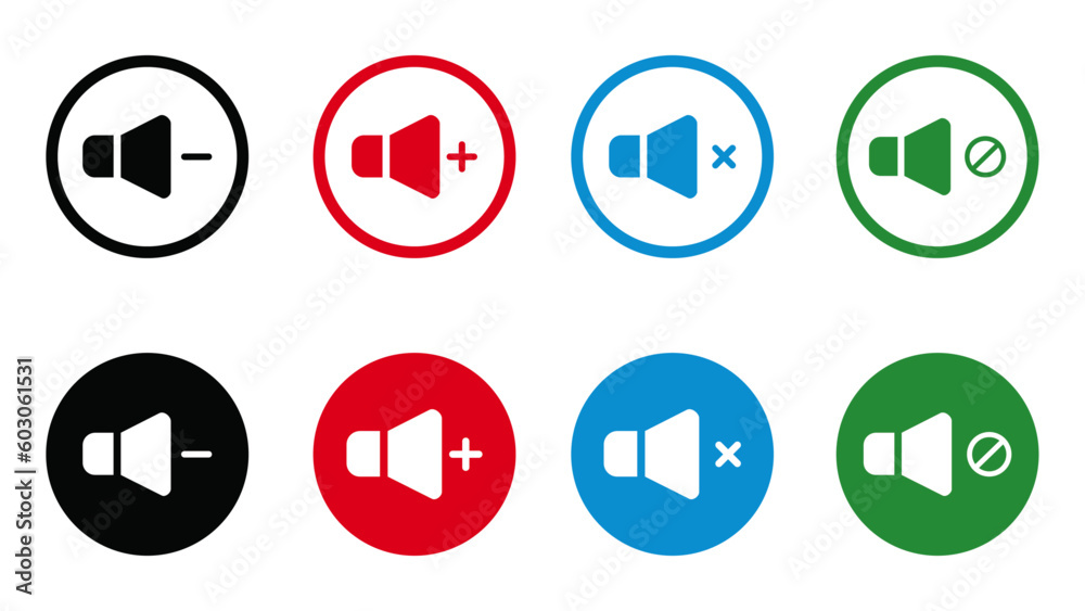 Speaker volume outlined icon set. Suitable for multimedia UI UX, sound control, and audio Speaker volume outlined icon set. Suitable for multimedia UI UX, sound control, and audio