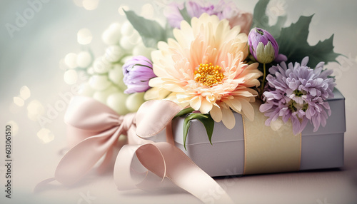 card with flowers for mother's day. Generative AI,