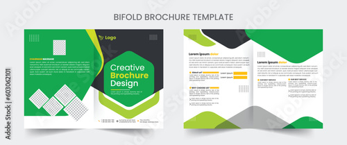 Bi fold Brochure Design Template for your Company with minimal and modern shapes in A4 format.