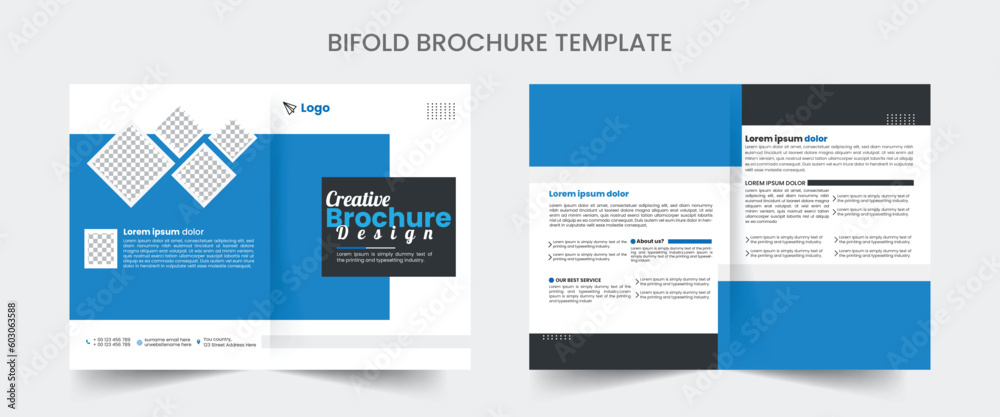 Bi fold Brochure Design Template for your Company with minimal and modern shapes in A4 format. Bi fold Brochure Design Template for your Company with minimal and modern shapes in A4 format.